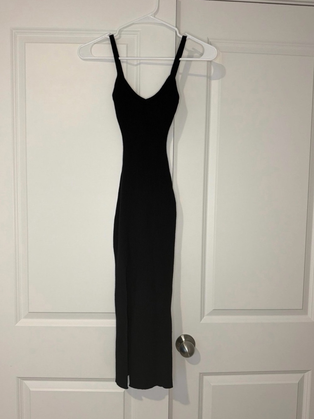 Windsor Black Slim Midi Dress with Front Leg Slit
